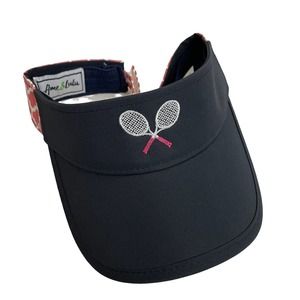 Ame and Lulu Hat Women's Visor Black Tennis Embroidered Adjustable